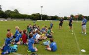 2 July 2014; Leinster's Cian Healy and Kevin McLaughlin answer questions from the 6 and 7's group during the Herald Leinster Rugby Summer Camps in Old Belvedere RFC, Donnybrook, Dublin. Picture credit: Barry Cregg / SPORTSFILE