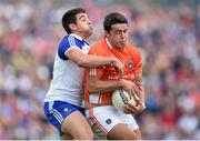 28 June 2014; Stefan Campbell, Armagh, in action against Drew Wylie, Monaghan. Ulster GAA Football Senior Championship, Semi-Final, Armagh v Monaghan, St Tiernach's Park, Clones, Co. Monaghan. Picture credit: Brendan Moran / SPORTSFILE