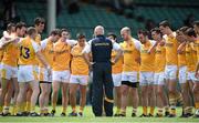 5 July 2014; Antrim manager Liam Bradley speaks to his players before the game. GAA Football All-Ireland Senior Championship, Round 2A, Limerick v Antrim, Gaelic Grounds, Limerick. Picture credit: Brendan Moran / SPORTSFILE