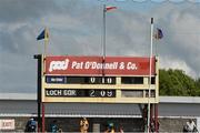 5 July 2014;  The scoreboard at half time showing Clare with 0-10 and Wexford on 2-09. GAA Hurling All-Ireland Senior Championship, Round 1, Clare v Wexford, Cusack Park, Ennis, Co. Clare. Picture credit: Ray McManus / SPORTSFILE