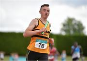 5 July 2014; Conor Morey, Leevale AC, after winning the Boy's U14 4x100m final event. GloHealth AAI Juvenile Track and Field Relay Championships, Tullamore, Co. Offaly. Picture credit: Pat Murphy / SPORTSFILE