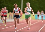 5 July 2014; Chloe Tobin, Emerald AC, on her way to winning the Girl's U16 4x100m final event. GloHealth AAI Juvenile Track and Field Relay Championships, Tullamore, Co. Offaly. Picture credit: Pat Murphy / SPORTSFILE