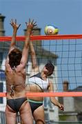 15 July 2006; Noya Kuncik, right, in action against Pauline Walsh. Coca-Cola Bray Beach Volleyball Event, Sand Area, Women's Round Robin, Dignam / P. Walsh v Kuncik / Rossiter, Bray Beach, Bray, Co. Wicklow. Picture credit: Brendan Moran / SPORTSFILE