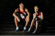 29 May 2007; Ireland's top athletes Derval O'Rourke and David Gillick at a SPAR Media Conference ahead of the 11th IAAF World Championships. The 11th IAAF World Championships in Athletics 2007 will be held at Osaka, Japan, for nine days from the 24th August  to the 2nd September 2007. Merrion Square Park, Dubin. Picture credit: David Maher / SPORTSFILE