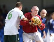 23 July 2006; Scotland goalkeeper Craig Connell in action against Finbar O'Riordan, Republic of Ireland. Cerebral Palsy European Soccer Championships, Republic of Ireland v Scotland, Belfield Bowl, UCD, Dublin. Picture credit: Damien Eagers / SPORTSFILE