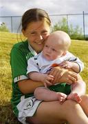 23 July 2006; Republic of Ireland supporters Rebecca and Aoife aged 5 months from Crumlin. Cerebral Palsy European Soccer Championships, Republic of Ireland v Scotland, Belfield Bowl, UCD, Dublin. Picture credit: Damien Eagers / SPORTSFILE