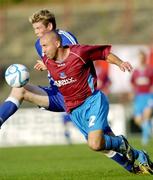 27 July 2006; Tony Grant, Drogheda United, in action against Aho Tuomas, HJK Helsinki. UEFA Cup 1st Round, 2nd Leg, Drogheda United v HJK Helsinki, Dalymount Park, Dublin. Picture credit; Brian Lawless / SPORTSFILE