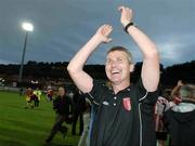27 July 2006; Derry City manager Stephen Kenny celebrates at the end of the game. UEFA Cup 1st Round, 2nd Leg, Derry City v IFK Gothenburg, Brandywell, Derry. Picture credit; David Maher / SPORTSFILE