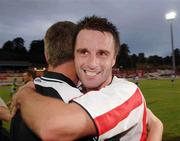 27 July 2006; Darren Kelly celebrates with Derry City manager Stephen Kenny. UEFA Cup 1st Round, 2nd Leg, Derry City v IFK Gothenburg, Brandywell, Derry. Picture credit; David Maher / SPORTSFILE