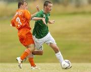 28 July 2006; Gary Messett, Republic of Ireland, in action against John Swinkels, Netherlands. Cerebral Palsy European Soccer Championships, 3rd / 4th place play-off, Republic of Ireland v Netherlands, Belfield Bowl, UCD, Dublin. Picture credit: Brian Lawless / SPORTSFILE