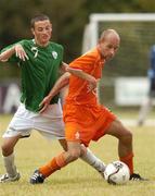 28 July 2006; Stephan Lokhoff, Netherlands, in action against Gary Messett, Republic of Ireland. Cerebral Palsy European Soccer Championships, 3rd / 4th place play-off, Republic of Ireland v Netherlands, Belfield Bowl, UCD, Dublin. Picture credit: Brian Lawless / SPORTSFILE