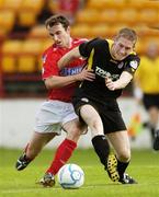 28 July 2006; Ollie Cahill, Shelbourne, in action against Conor O'Grady, Sligo Rovers. eircom League Premier Division, Shelbourne v Sligo Rovers, Tolka Park, Dublin. Picture credit; Damien Eagers / SPORTSFILE