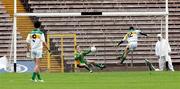 29 July 2006; William Mulhall, Offaly, scores a penalty past Donegal goalkeeper Lee Mc Fadden. ESB All-Ireland Minor Football Championship Quarter-Final, Donegal v Offaly, St Tighearnach's Park Clones, Co. Monaghan. Picture credit; Oliver McVeigh / SPORTSFILE