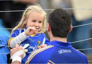 5 July 2014; Four year old Wicklow supporter Anna Hyland with her uncle, Wicklow player Ciaran Hyland after the game. GAA Football All Ireland Senior Championship, Round 2a, Wicklow v Sligo, County Grounds, Aughtim, Co. Wicklow. Picture credit: Matt Browne / SPORTSFILE