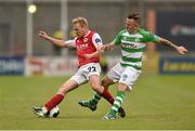 5 July 2014; Conor McCormack, St Patrick's Athletic, in action against Gary McCabe, Shamrock Rovers. SSE Airtricity League Premier Division. Shamrock Rovers v St Patrick's Athletic. Tallaght Stadium, Tallaght, Co. Dublin. Picture credit: Barry Cregg / SPORTSFILE