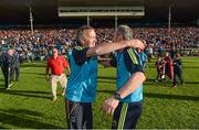 5 July 2014; Tipperary manager Eamon O'Shea celebrates his side's victory with selector Mick Ryan, right. GAA Hurling All Ireland Senior Championship, Round 1, Tipperary v Galway. Semple Stadium, Thurles, Co. Tipperary. Picture credit: Stephen McCarthy / SPORTSFILE