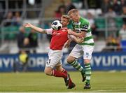 5 July 2014; Daryl Kavanagh, St Patrick's Athletic, in action against Conor Kenna, Shamrock Rovers. SSE Airtricity League Premier Division. Shamrock Rovers v St Patrick's Athletic. Tallaght Stadium, Tallaght, Co. Dublin. Picture credit: Barry Cregg / SPORTSFILE