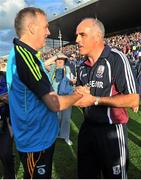 5 July 2014; Galway Manager Anthony Cunningham congratulates Tipperary manager Eamon O'Shea at the end of the match. GAA Hurling All Ireland Senior Championship, Round 1, Tipperary v Galway, Semple Stadium, Thurles, Co. Tipperary. Picture credit: Ray Ryan / SPORTSFILE