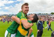 6 July 2014; Kerry's James O'Donoghue, left, and Bryan Sheehan celebrate after victory over Cork. Munster GAA Football Senior Championship Final, Cork v Kerry, Páirc Ui Chaoimh, Cork. Picture credit: Diarmuid Greene / SPORTSFILE