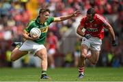 6 July 2014; James O'Donoghue, Kerry, in action against Noel Galvin, Cork. Munster GAA Football Senior Championship Final, Cork v Kerry, Páirc Ui Chaoimh, Cork. Picture credit: Diarmuid Greene / SPORTSFILE