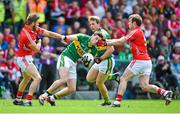 6 July 2014; Paul Geaney, Kerry, in action against Eoin Cadogan, left, and James Loughrey, Cork. Munster GAA Football Senior Championship Final, Cork v Kerry, Páirc Ui Chaoimh, Cork. Picture credit: Brendan Moran / SPORTSFILE