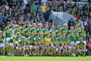 6 July 2014; The Kerry squad sit for the team photograph before the game. Munster GAA Football Senior Championship Final, Cork v Kerry, Páirc Ui Chaoimh, Cork. Picture credit: Brendan Moran / SPORTSFILE
