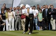24 July 2006; Two time Major winner John Daly drives from the 11th tee box during the opening of the Blarney Golf Resort, Blarney, Co. Cork. The 50 million euro complex on a magnificent 164 acre site, has as it's centrepiece, a John Daly designed championship course and also comprises a 62 bedroom Ramada Hotel, 56 luxury self catering suites and the Sentosa Spa. This is the first course in Europe to be designed by John Daly. Picture credit: Brendan Moran / SPORTSFILE