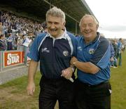 30 July 2006; Mick O'Dwyer, Laois manager, with Laois football baord chairman Joe O'Dwyer, right, at the end of the match. Bank of Ireland All-Ireland Senior Football Championship Qualifier, Round 4, Laois v Offaly, O'Moore Park, Portlaoise, Co. Laois. Picture credit; Damien Eagers / SPORTSFILE