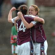 30 July 2006; Niamh Fahey, 14, and Emer Flaherty, Galway, celebrate at the end of the game. TG4 Ladies Connacht Senior Football Final, Mayo v Galway, McHale Park, Castlebar, Co. Mayo. Picture credit; Ray Ryan / SPORTSFILE