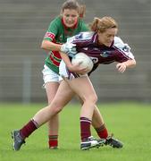 30 July 2006; Emer Flaherty, Galway, in action against Marcella Heffernan, Mayo. TG4 Ladies Connacht Senior Football Final, Mayo v Galway, McHale Park, Castlebar, Co. Mayo. Picture credit; Ray Ryan / SPORTSFILE