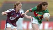 30 July 2006; Marcella Heffernan, Mayo, in action against Emer Flaherty, Galway. TG4 Ladies Connacht Senior Football Final, Mayo v Galway, McHale Park, Castlebar, Co. Mayo. Picture credit; Ray Ryan / SPORTSFILE
