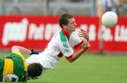 30 July 2006; Tom Parsons, Mayo, in action against Adrian Greaney, Kerry. ESB All-Ireland Minor Football Championship Quarter-Final, Kerry v Mayo, Cusack Park, Ennis, Co. Clare. Picture credit; Kieran Clancy / SPORTSFILE