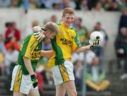 30 July 2006; Daithi O'Se and Tomas Mac An tSaoir, Kerry, celebrate at the final whistle. ESB All-Ireland Minor Football Championship Quarter-Final, Kerry v Mayo, Cusack Park, Ennis, Co. Clare. Picture credit; Kieran Clancy / SPORTSFILE