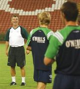 1 August 2006; Cork City Coach Damien Richardson with his players during a training session in advance of the UEFA Champions League, 2nd Qualifying Round, 2nd  Leg, FK Crvena Zvezda ( Red Star Belgrade ) v Cork City, FC Rad Stadium, Belgrade, Serbia. Picture credit: Aleksandar Djorovic / SPORTSFILE