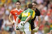 5 August 2006; Kieran Donaghy, Kerry, reacts to Armagh goalkeeper Paul Hearty, after scoring his side's second goal. Bank of Ireland All-Ireland Senior Football Championship Quarter-Final, Armagh v Kerry, Croke Park, Dublin. Picture credit; David Maher / SPORTSFIL E