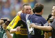 5 August 2006; Kieran Donaghy, left, Kerry, celebrates at the end of the game with his manager Jack O'Connor. Bank of Ireland All-Ireland Senior Football Championship Quarter-Final, Armagh v Kerry, Croke Park, Dublin. Picture credit; David Maher / SPORTSFILE
