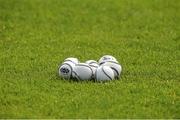 5 July 2014; A number of sliotars lie on the grass. GAA Hurling All-Ireland Senior Championship, Round 1, Clare v Wexford, Cusack Park, Ennis, Co. Clare. Picture credit: Ray McManus / SPORTSFILE