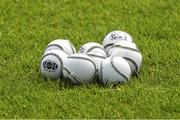 5 July 2014; A number of sliotars lie on the grass. GAA Hurling All-Ireland Senior Championship, Round 1, Clare v Wexford, Cusack Park, Ennis, Co. Clare. Picture credit: Ray McManus / SPORTSFILE