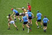 6 July 2014; Dublin players, left to right, Ryan O'Dwyer, Danny Sutcliffe, Joey Boland, Michael Carton and David O'Callaghan, in action against Kilkenny players, left to right, JJ Delaney, Padraig Walsh, Conor Fogarty and TJ Reid. Leinster GAA Hurling Senior Championship Final, Dublin v Kilkenny, Croke Park, Dublin. Picture credit: Dáire Brennan / SPORTSFILE