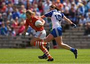 6 July 2014; Marian McGuinness, Armagh, in action against Niamh Kindlon, Monaghan. TG4 Ulster GAA Ladies Football Senior Championship Final, Armagh v Monaghan, St Tiernach's Park, Clones, Co. Monaghan. Picture credit: Ramsey Cardy / SPORTSFILE
