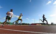 8 July 2014; Rabah Yousif, Great Britain, leads Jarryd Dunn, Great Britain, centre, and Brian Murphy, Ireland, during the Men's 400m. Cork City Sports 2014, CIT, Bishopstown, Cork. Picture credit: Brendan Moran / SPORTSFILE