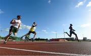 8 July 2014; Rabah Yousif, Great Britain, leads Jarryd Dunn, Great Britain, centre, and Brian Murphy, Ireland, during the Men's 400m. Cork City Sports 2014, CIT, Bishopstown, Cork. Picture credit: Brendan Moran / SPORTSFILE