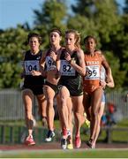 8 July 2014; Ireland's Fionnuala Britton leads Melissa Duncan, 94, Australia, Helen Clitheroe, 104, Great Britain, and Marielle hall, USA, during the Women's 3000m. Cork City Sports 2014, CIT, Bishopstown, Cork. Picture credit: Brendan Moran / SPORTSFILE