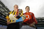 31 July 2006; Kilkenny captain Laura McGuinness and the Cork captain Dawn O’Keeffe at a photocall ahead of the U16 All-Ireland Finals. The Finals take place on Sunday in Naomh Mearnóg, Dublin. The &quot;A&quot; final will be played at 3.30pm, between Cork and Kilkenny, while the &quot;B&quot; Final will be played at 2.00pm, between Armagh and Derry. Croke Park, Dublin. Picture credit; Pat Murphy / SPORTSFILE