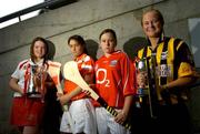 31 July 2006; All-Ireland U16 captains, from left, Eimear McKenna, Derry, Laura McGuinness, Armagh, Dawn O’Keeffe, Cork, and Edwina Kean, Kilkenny. The Finals take place on Sunday in Naomh Mearnóg, Dublin. The &quot;A&quot; final will be played at 3.30pm, between Cork and Kilkenny, while the &quot;B&quot; Final will be played at 2.00pm, between Armagh and Derry. Croke Park, Dublin. Picture credit; Pat Murphy / SPORTSFILE