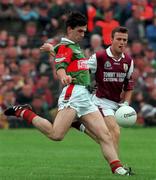 18 July 1999; Alan Roche of Mayo in action against Derek Savage of Galway during the Guinness Connacht Senior Football Championship Final Replay between Mayo and Galway at Tuam Stadium in Galway. Photo by Matt Browne/Sportsfile