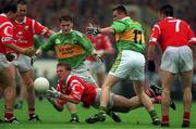 18 July 1999; Anthony Lynch of Cork supported by team-mates Ronan McCarthy, Ciaran O'Sullivan and Martin Cronin, 7, in action against Billy O'Shea and William Kirby of Kerry during the Bank of Ireland Munster GAA Football Championship Final match between Cork and Kerry at Páirc Uí Chaoimh in Cork. Photo by Ray McManus/Sportsfile