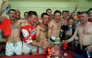 1 August 1999; Armagh celebrate with the cup following the Bank of Ireland Ulster Senior Football Championship Final match between Armagh and Down at St Tiernach's Park at Clones in Monaghan. Photo by David Maher/Sportsfile