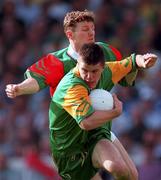 15 September 1996; Mark O'Reilly of Meath in action against David Nestor of Mayo during the All-Ireland Senior Football Championship Final between Meath and Mayo at Croke Park in Dublin. Photo by Brendan Moran /Sportsfile.