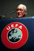 29 April 1998; Joao Havelange during the UEFA XXIV Ordinary Conference at UEFA Headquarters in Nyon, Switzerland. Photo by David Maher/Sportsfile